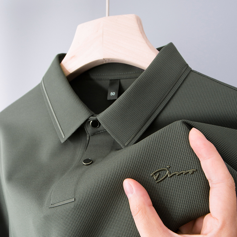 男士长袖T恤爸爸春秋装冰丝上衣