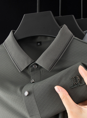 中年男士短袖T恤plol冰丝pro冰丝p0lo上衣por爸爸夏装polo衫poli