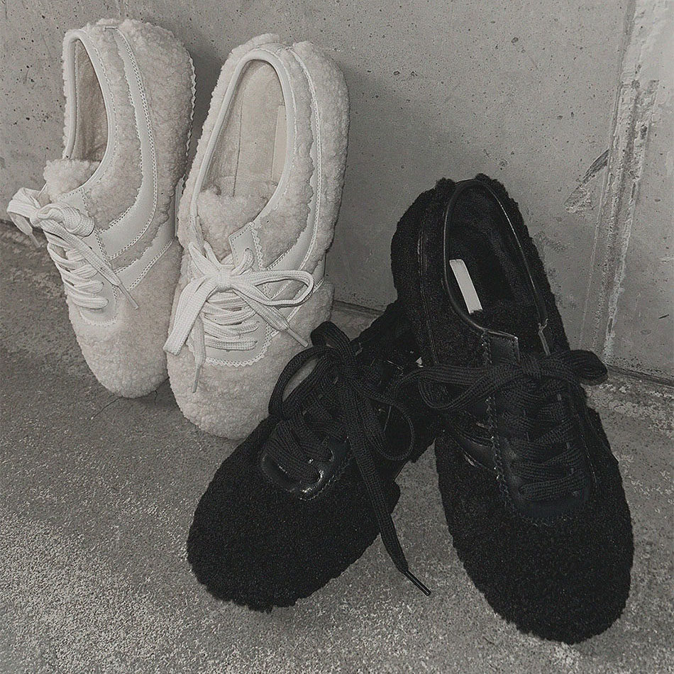 苏木槿复古可爱加绒保暖低帮休闲德训鞋棉鞋女2025冬百搭个性户外