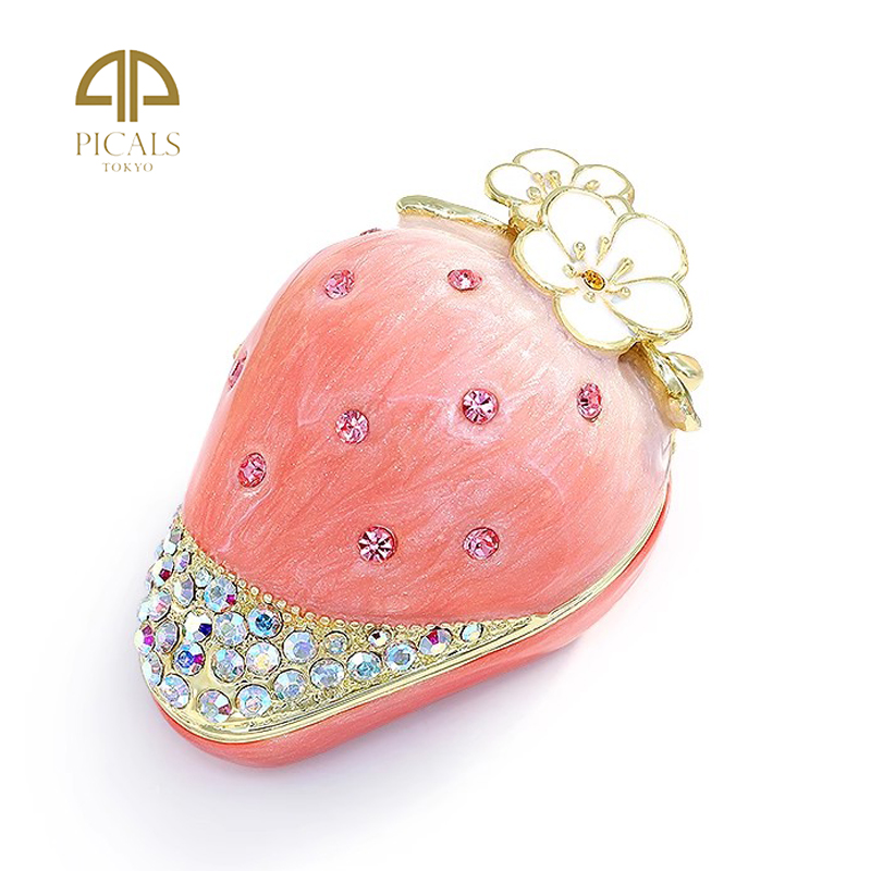 日本Picals可爱粉色草莓戒指盒高档珐琅首饰盒送女友闺蜜创意礼物