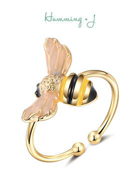 韩国Humming J小蜜蜂活口戒指女2025年新款森系个性开口食指戒子