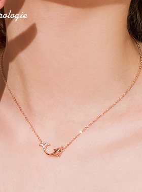 小海豚纯银ins韩版吊坠项链