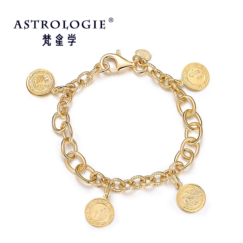 梵星学AS女王钱币挂坠手链女S925纯银简约小众设计复古文艺金色链