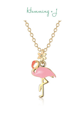 韩国Humming J火烈鸟吊坠项链女锁骨链小众简约气质个性饰品网红