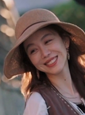 中餐厅姜妍同款草帽蝴蝶结波浪边大沿透气帽女遮阳帽子韩版荷叶边