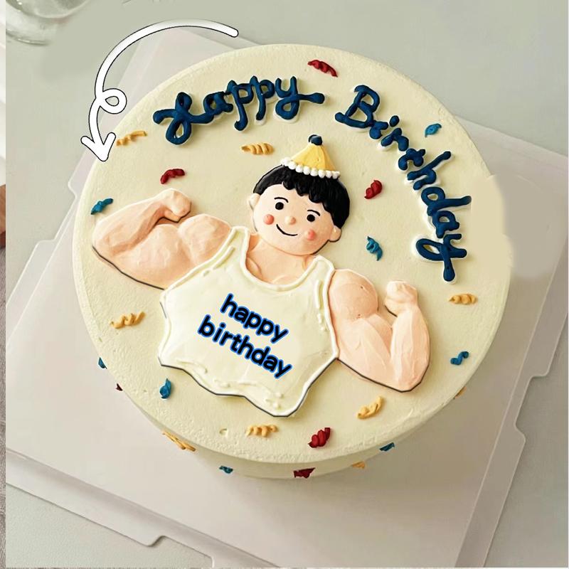 ins肌肉健身男巧克力转印纸便捷手绘减肥男生日蛋糕装饰两张包邮