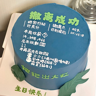 三角洲撤离成功糯米纸游戏主题男生日蛋糕装饰烘焙用纸定制打印