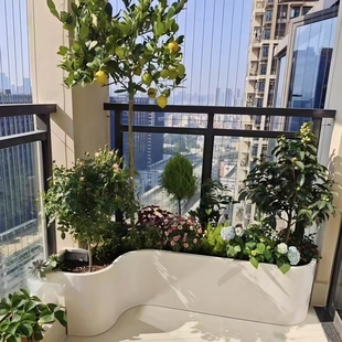 阳台不锈钢花箱定制异形弧形花池露台花坛花园庭院组合花槽成品