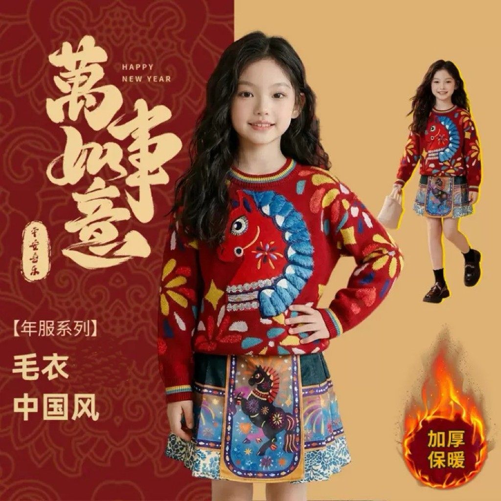 【董璇同款】童装儿童毛衣亲子装2025冬季新品男女童针织衫拜年服,童装/婴儿装/亲子装,毛衣/针织衫,淘宝优惠券,粉丝福利购,淘宝优惠卷