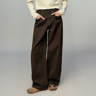 复古时髦休闲百搭裤 MINIkids童装 新款 女童春季 子 弯刀廓形牛仔裤