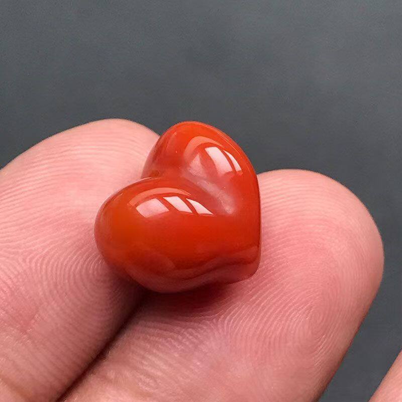天然南红爱心屁桃通孔玛瑙配件手工diy文玩时尚配饰串珠手链饰品