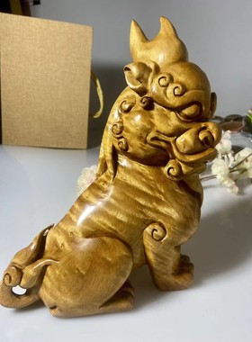 名贵金丝楠小叶桢楠貔貅招财工艺品办公摆件送礼工艺品水波纹实木