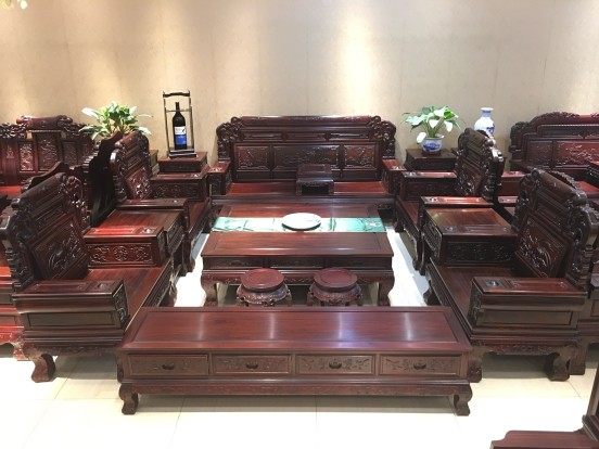 正宗东非酸枝财源滚滚明清古典沙发十一件实木木雕靠背大茶几整装