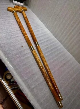 正宗金丝楠木小叶桢楠拐杖满闪电水波纹水木老人扶手棍子送礼盒装