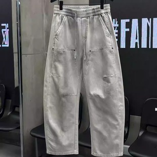 新款 潮牌水洗宽松休闲长裤 弯刀牛仔裤 做旧香蕉裤 6011 男士 2026春