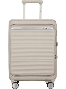 代购Samsonite新秀丽拉杆箱男女轻便静音轮TSA锁多隔层米灰色四