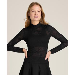 代购Wilson威尔胜女士网球服透气贴身剪裁防晒灵活活动黑色长袖