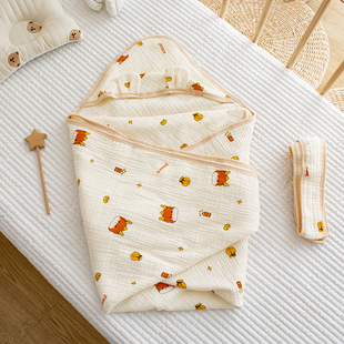 四层纱布包被初生婴儿夏季 新生儿产房包单龙宝宝外出包裹睡袋薄款