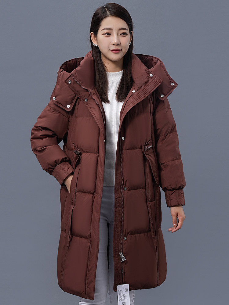 杰奥2023新款休闲韩版羽绒服女宽松加厚显瘦白鸭绒中长款冬季