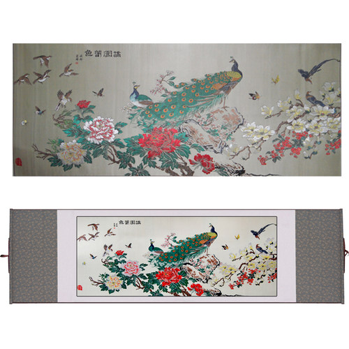 满园春色古蜀锦四川特色文化手工艺品外事纪念礼物卷轴挂画送老外