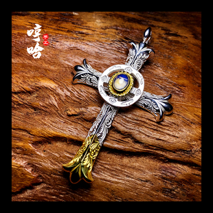 鹫见太郎tarowashimi欧泊石先金唐草十字架吊坠哼哈手工定制复古