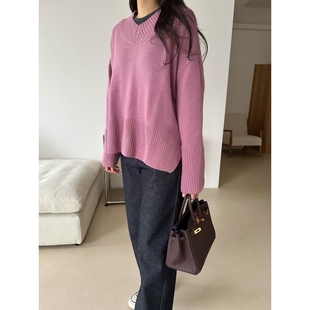 新品 女装 推荐 25秋冬时尚 休闲毛衣V领 KIND 热卖 ot东大门㊣代购