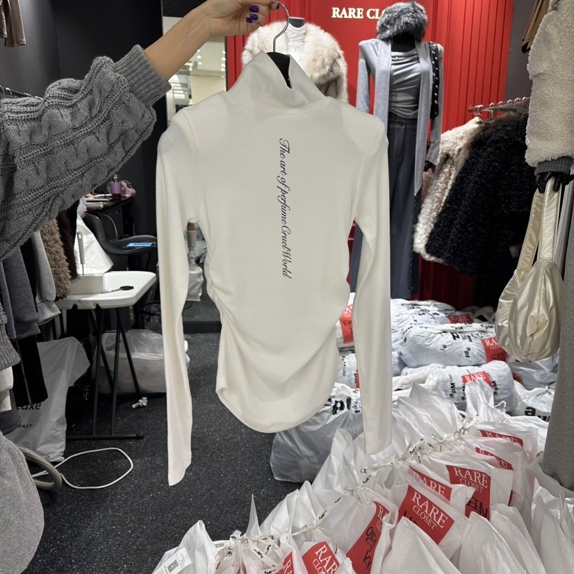 RARE CLOSET东大门㊣实拍女装新款热卖休闲真品长袖T恤褶皱