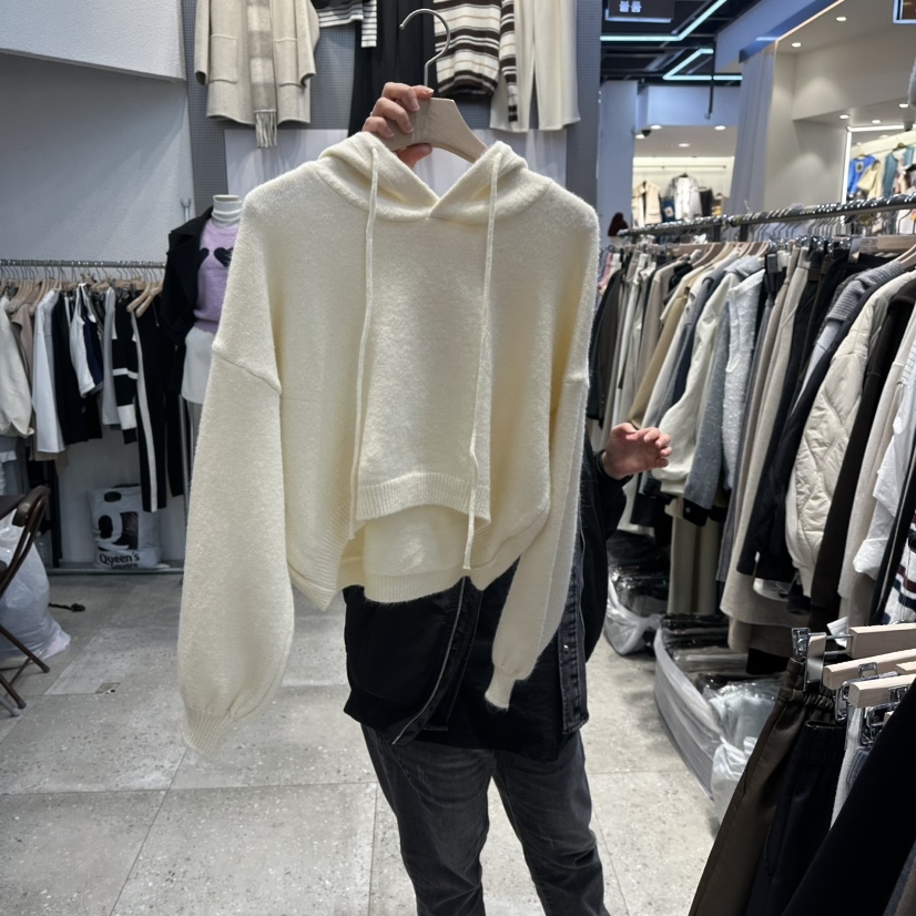 BLOOM-Q东大门㊣直邮女士新品人气推荐热卖休闲针织衫连帽衫