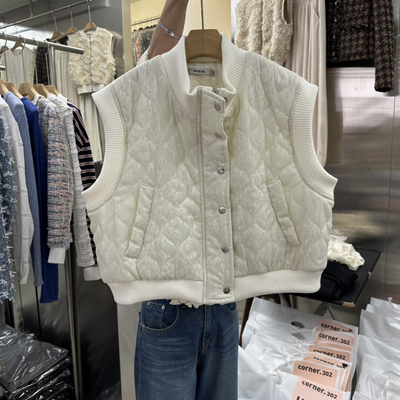 CORNER.302东大门㊣直邮女士新款人气休闲25秋冬热卖马甲蕾丝