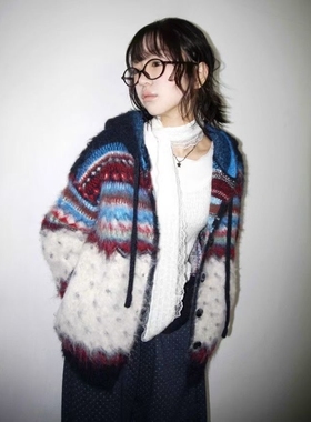 VIVACITY东大门㊣代购女士新品25秋冬时尚休闲针织衫开衫连帽