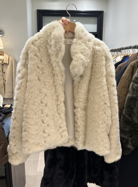 NOTTINGHAM东大门㊣直邮女士新品时尚25秋冬短款大衣毛绒高领