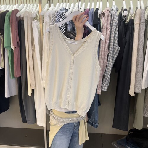 FAVE/FAVOURITE㊣韩国东大门直邮女士新品26春夏马甲无袖针织衫