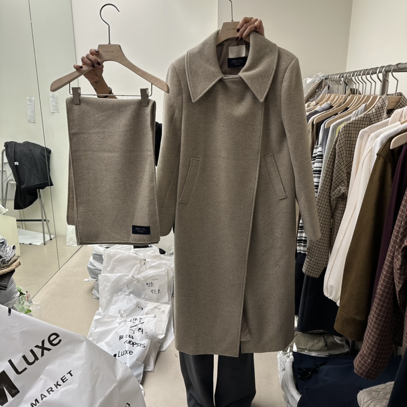 NOPSIS东大门㊣直邮女装新品休闲热卖套装含围巾两件套羊毛