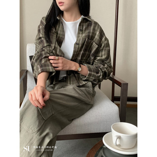 BLEECKER㊣东大门实拍女士26秋冬新款休闲时尚热卖衬衫格子