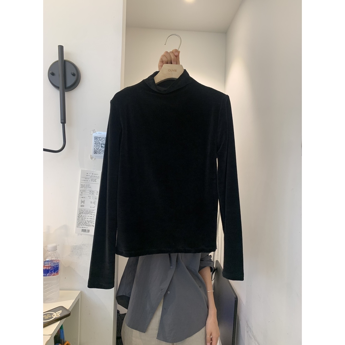 O.V.R/OUVIR韩国代购㊣女装新款时尚休闲人气长袖T恤天鹅绒