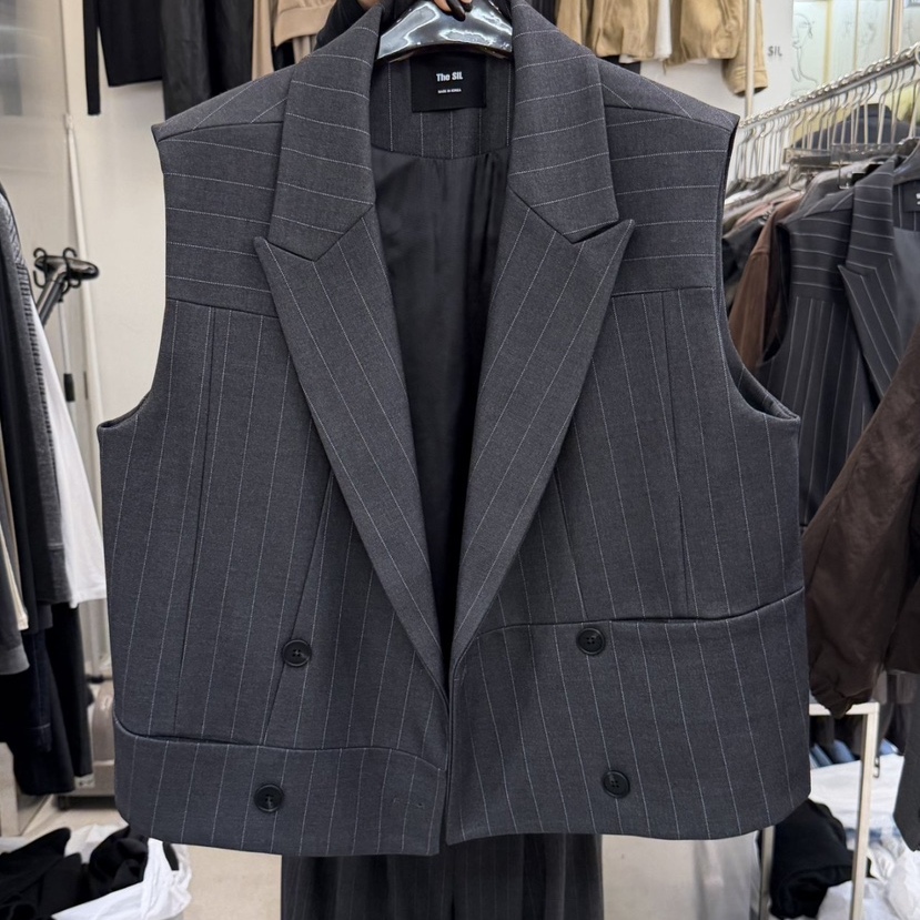 THE SIL/1 2ILLY东大门㊣直邮女士新品休闲真品马甲条纹