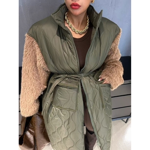 BABI韩国代购 棉服夹棉长款 ㊣女装 真品25秋冬长款 新品 BLACK