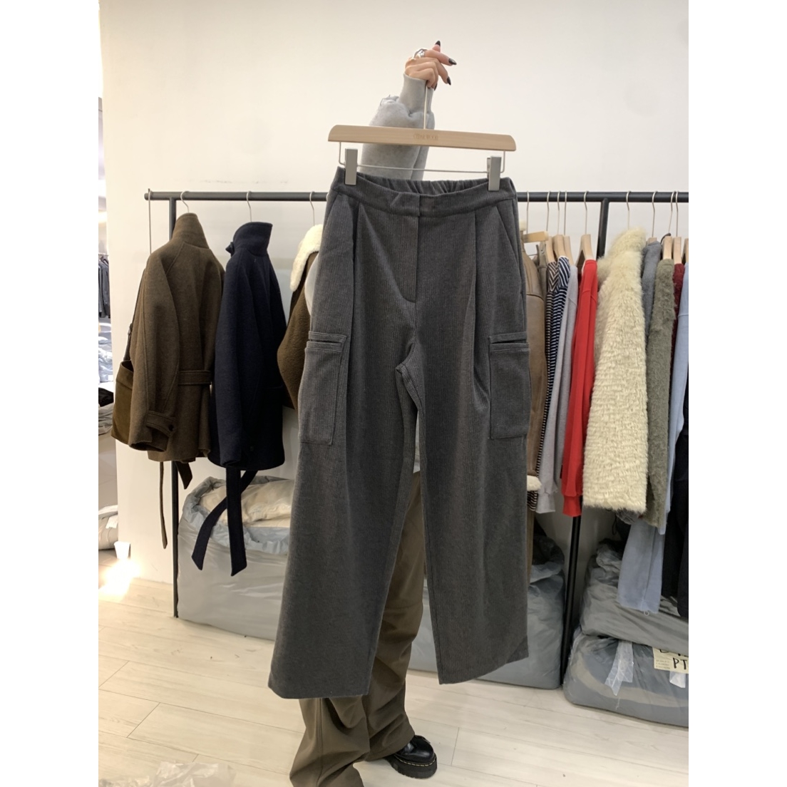 CEDAR WOOD韩国代购㊣女装新款推荐人气休闲裤人字纹针织裤