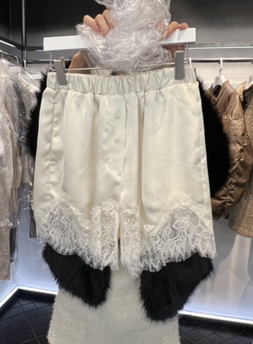 OUS/INCH韩国代购㊣女装新品推荐25秋冬真品短裤春款蕾丝缎面