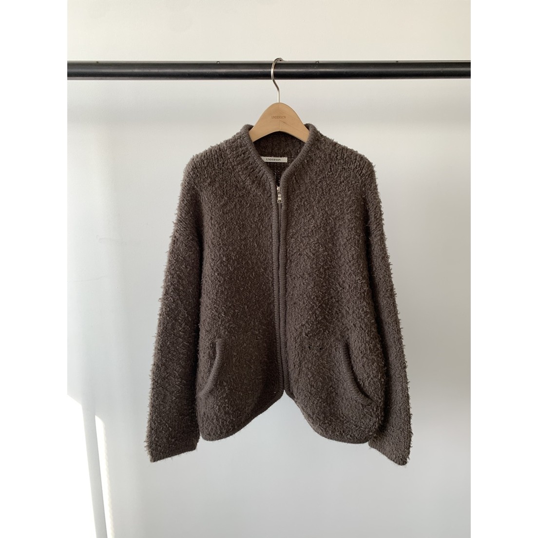 UNDERSON韩国代购㊣女装新品人气时尚25秋冬休闲推荐毛衣拉链
