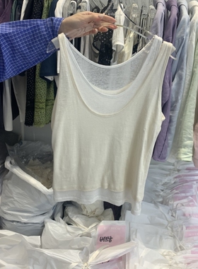 RIVEROOM韩国代购㊣女装新品休闲推荐26春夏吊带背心假两件亚麻