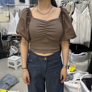 BILLION-L㊣韩国东大门直邮女装新品人气热卖推荐时尚T恤褶皱