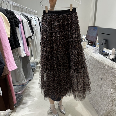 NEROLI 36㊣韩国东大门直邮女装新品热卖人气长裙网眼豹纹