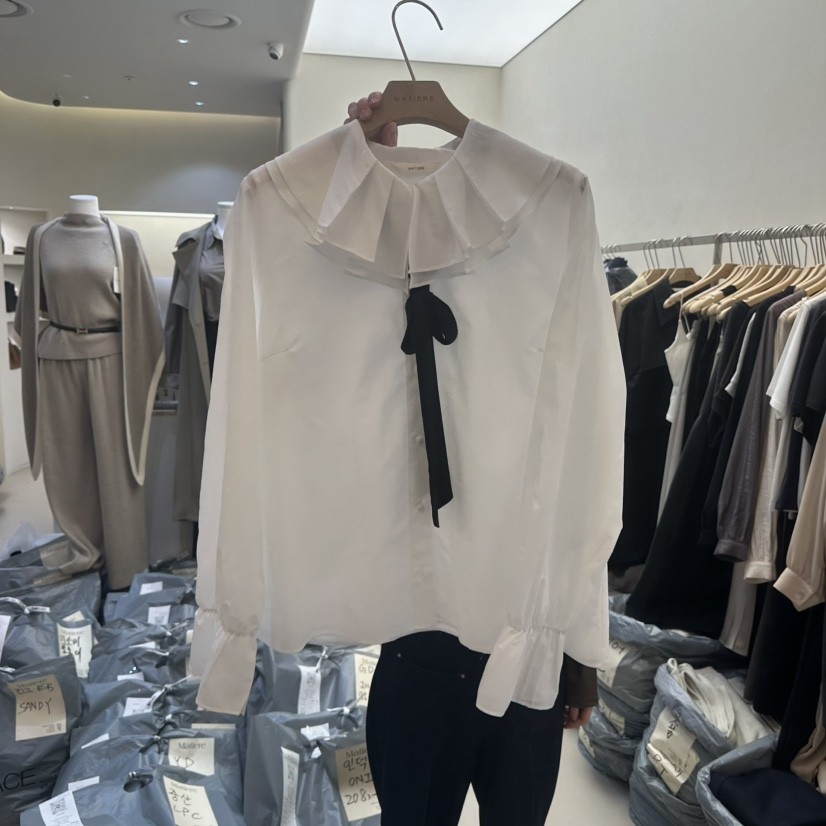 MATIERE韩国直邮㊣女装新品人气休闲真品推荐25秋冬衬衫含领带