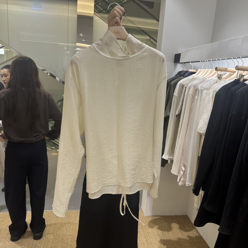 NDE东大门㊣实拍女装新款25秋冬推荐热卖休闲时尚人气衬衫高领
