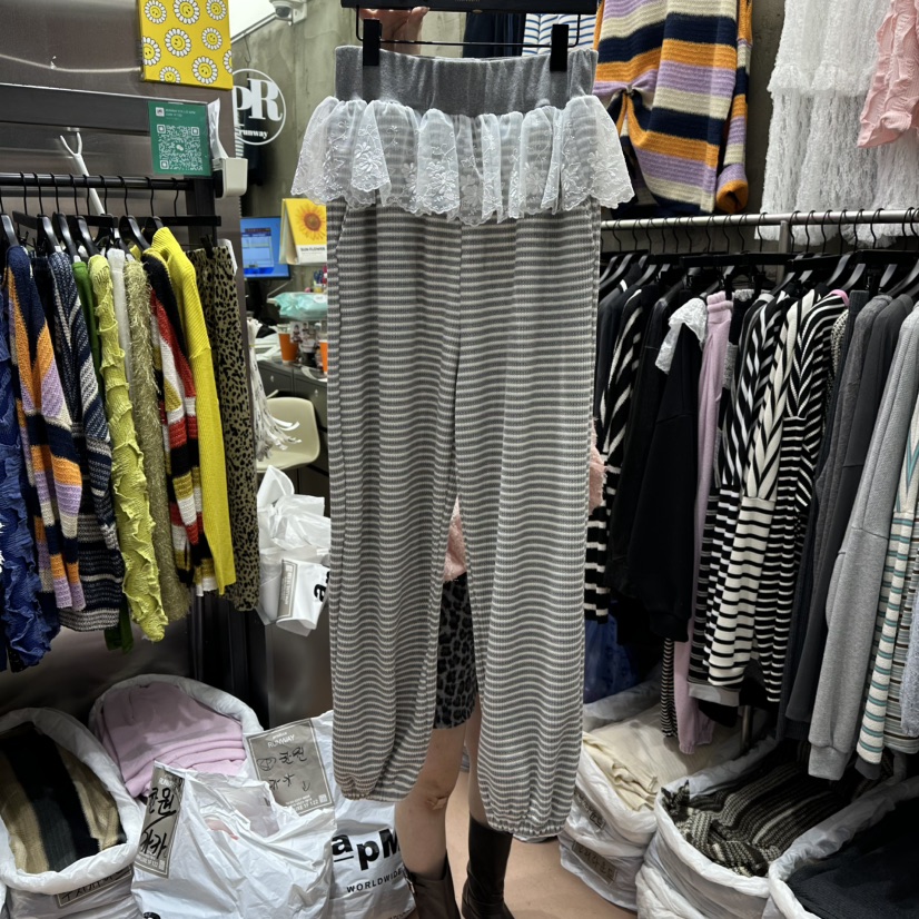 RUNWAY东大门㊣代购女士新品25秋冬休闲真品人气休闲裤蕾丝