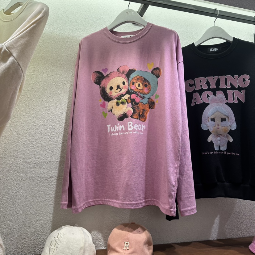 EVE韩国代购㊣女装新款休闲真品时尚人气推荐25秋冬长袖T恤