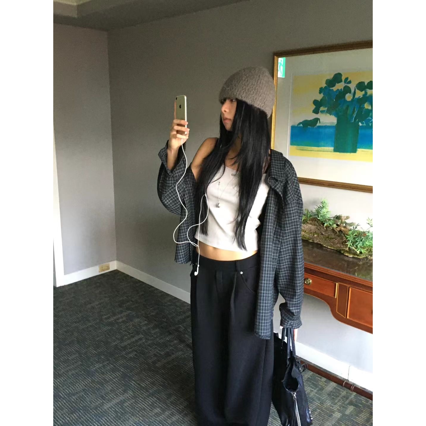 AVANDACE韩国代购㊣女士新品热卖25秋冬真品时尚人气衬衫格子