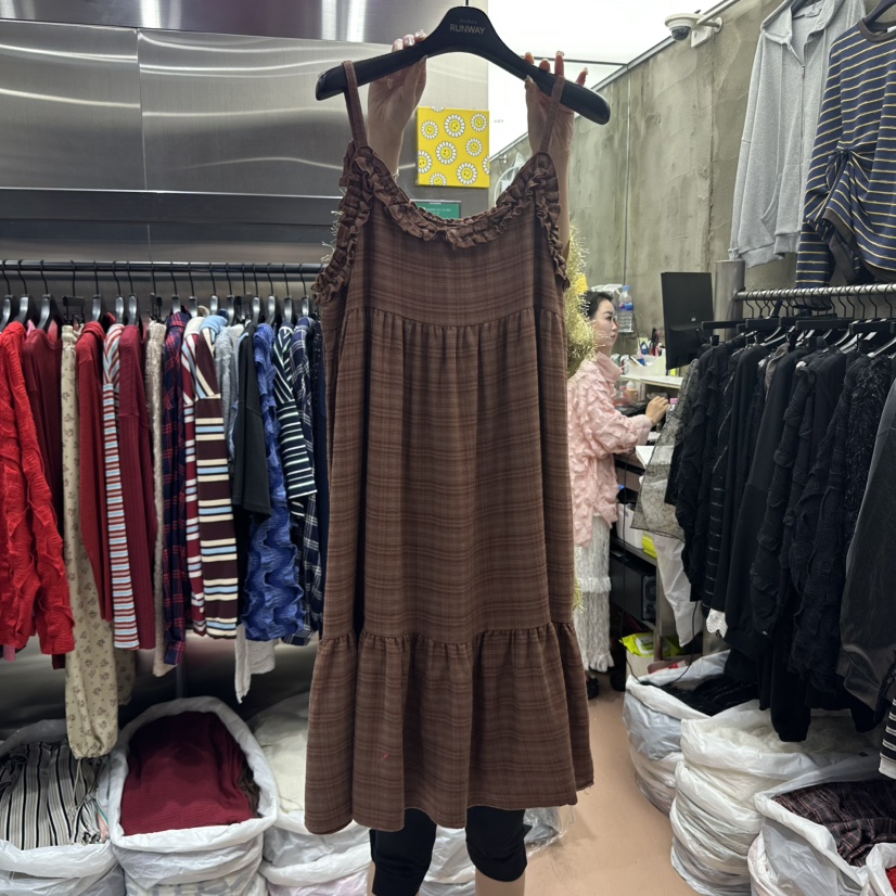 RUNWAY韩国代购㊣女士新款休闲25秋冬推荐热卖时尚连衣裙格纹