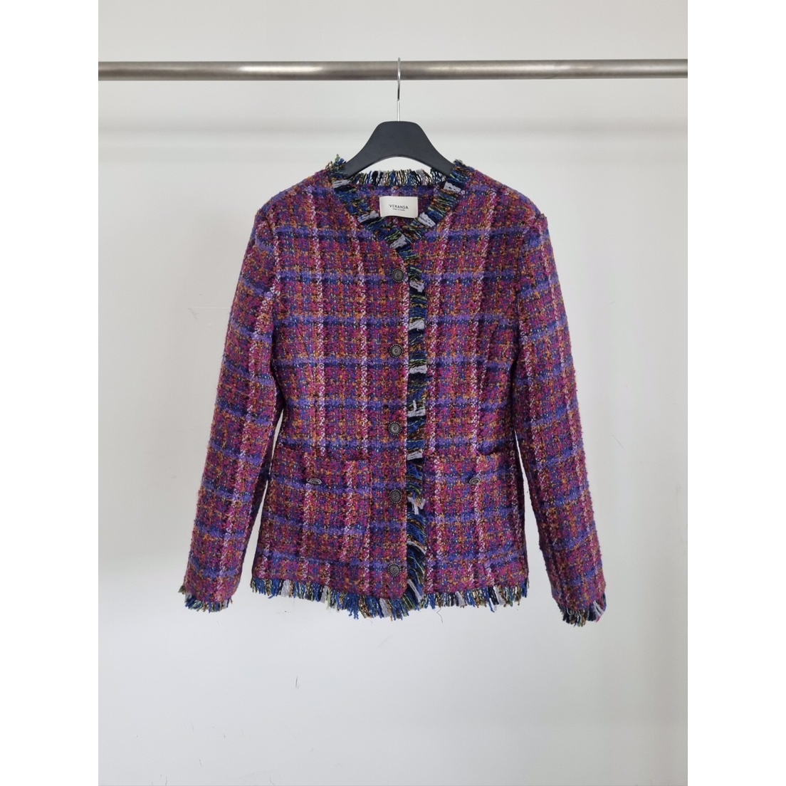 VERANDA东大门㊣直邮女士新品真品25秋冬推荐夹克粗花呢格子